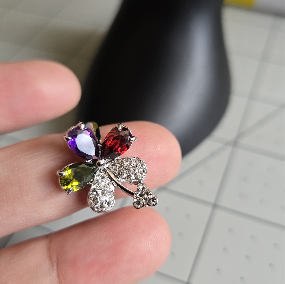 Gorgeous Multicolor Gemstone and 18KGP Silver Ring